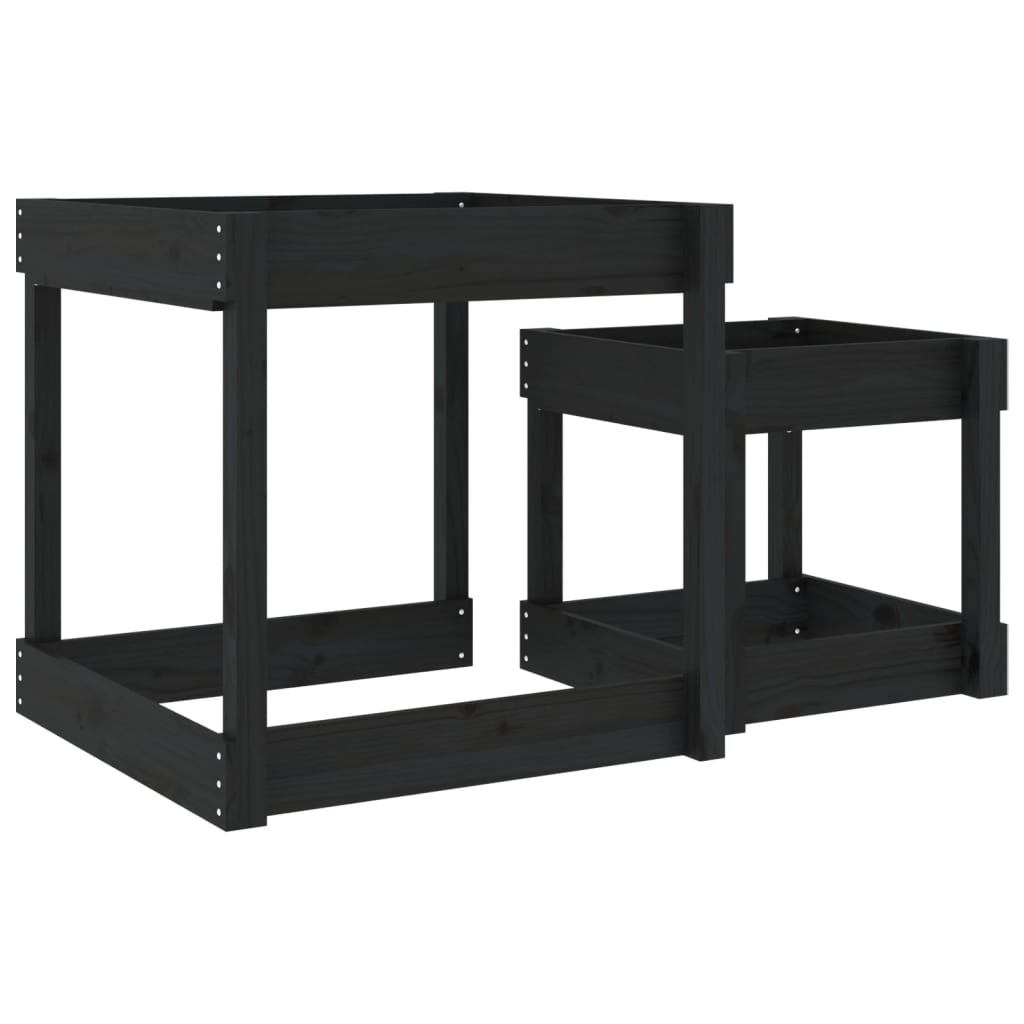 vidaXL Tables à sable 2 pcs noir bois de pin massif
