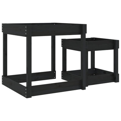 vidaXL Tables à sable 2 pcs noir bois de pin massif