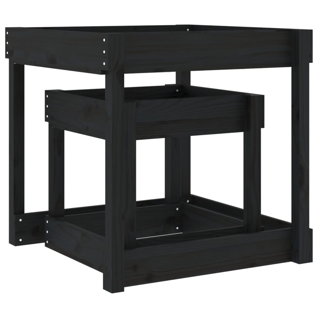vidaXL Tables à sable 2 pcs noir bois de pin massif