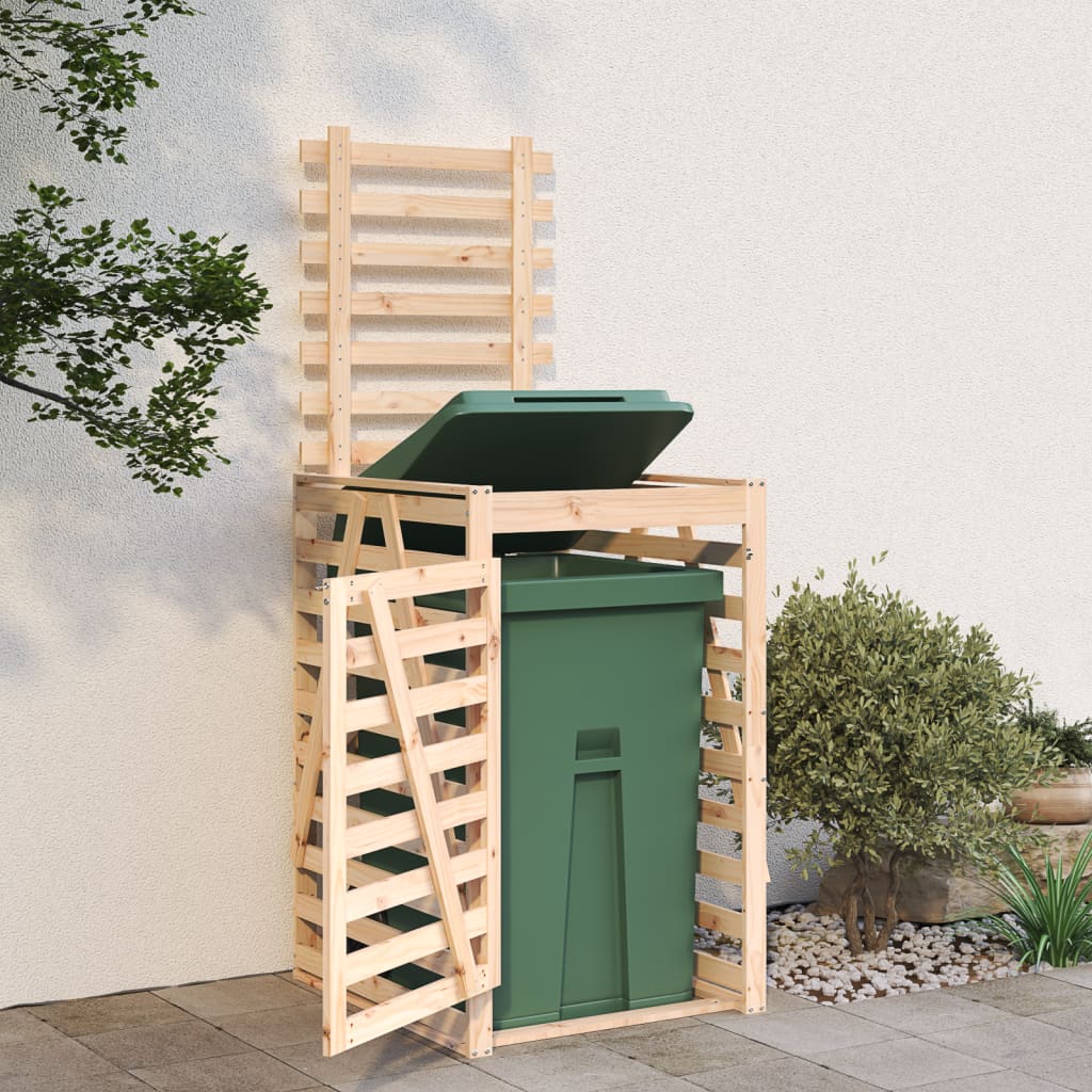 vidaXL Abri pour poubelle sur roulettes 84x90x128,5 cm bois massif pin