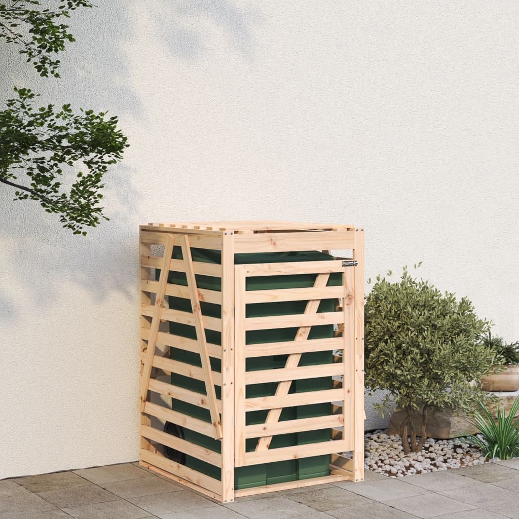 vidaXL Abri pour poubelle sur roulettes 84x90x128,5 cm bois massif pin