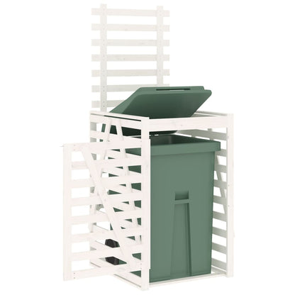 vidaXL Abri pour poubelle sur roulettes blanc bois massif de pin