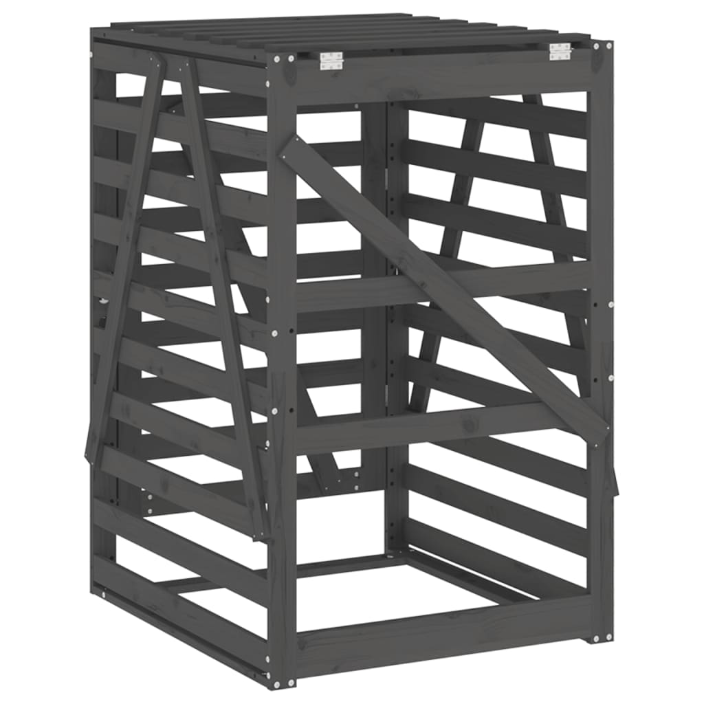 vidaXL Abri pour poubelle sur roulettes gris bois massif de pin