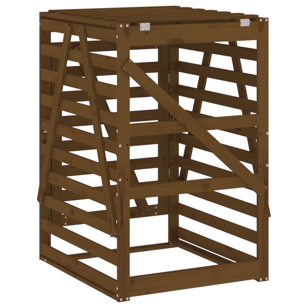 vidaXL Abri pour poubelle sur roulettes marron miel bois massif de pin
