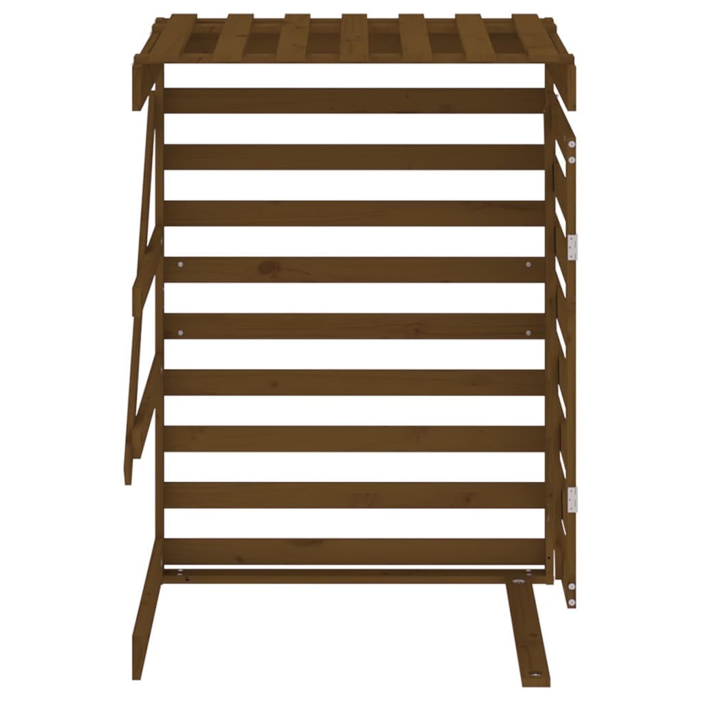 vidaXL Extension d'abri de poubelle sur roulettes brun miel bois pin