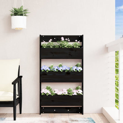 vidaXL Jardinière murale 3 niveaux 60x18,5x110 cm noir bois pin massif