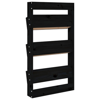 vidaXL Jardinière murale 3 niveaux 60x18,5x110 cm noir bois pin massif