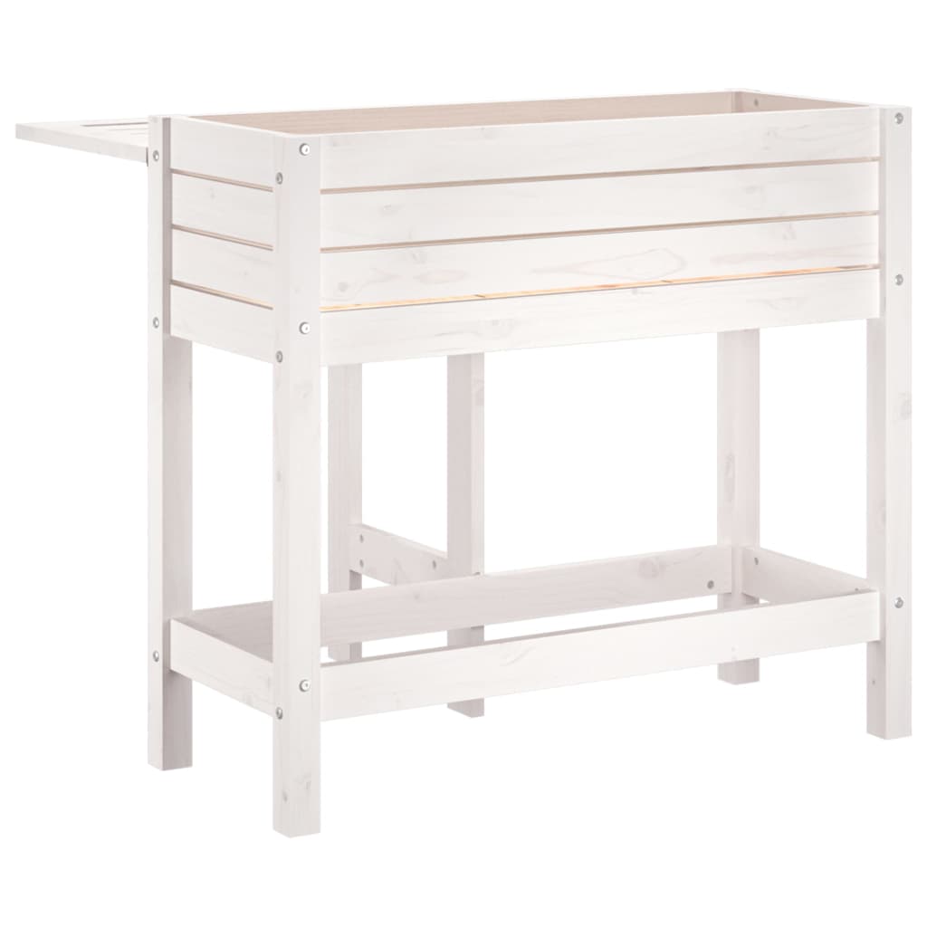 vidaXL Jardinière de jardin avec plateau pliant blanc bois pin massif