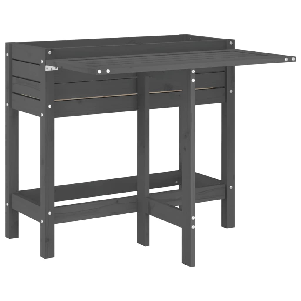 vidaXL Jardinière de jardin avec dessus pliable gris bois pin massif