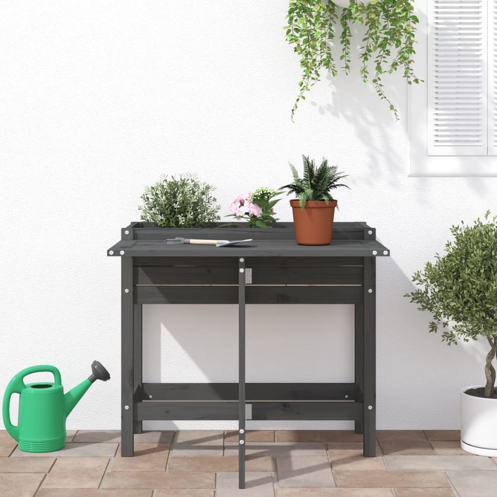 vidaXL Jardinière de jardin avec dessus pliable gris bois pin massif