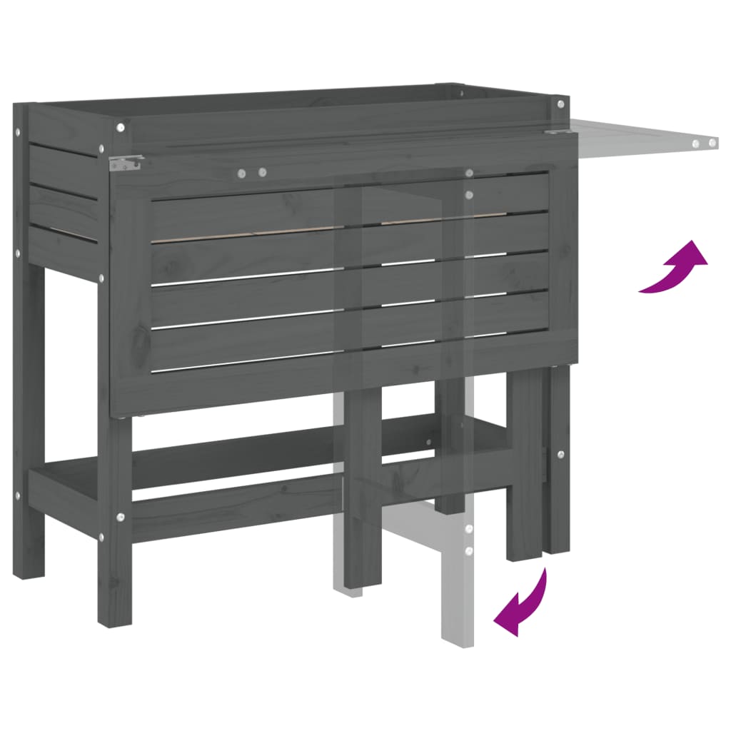 vidaXL Jardinière de jardin avec dessus pliable gris bois pin massif