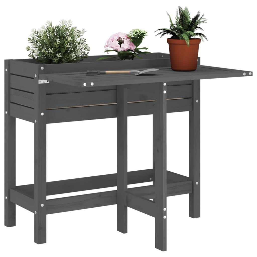 vidaXL Jardinière de jardin avec dessus pliable gris bois pin massif