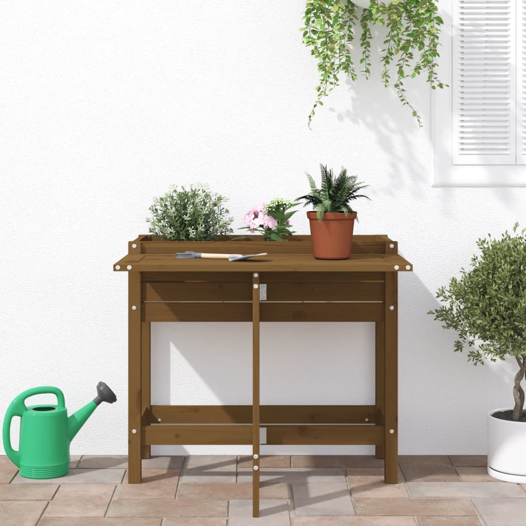 vidaXL Jardinière de jardin avec dessus pliable brun miel pin massif