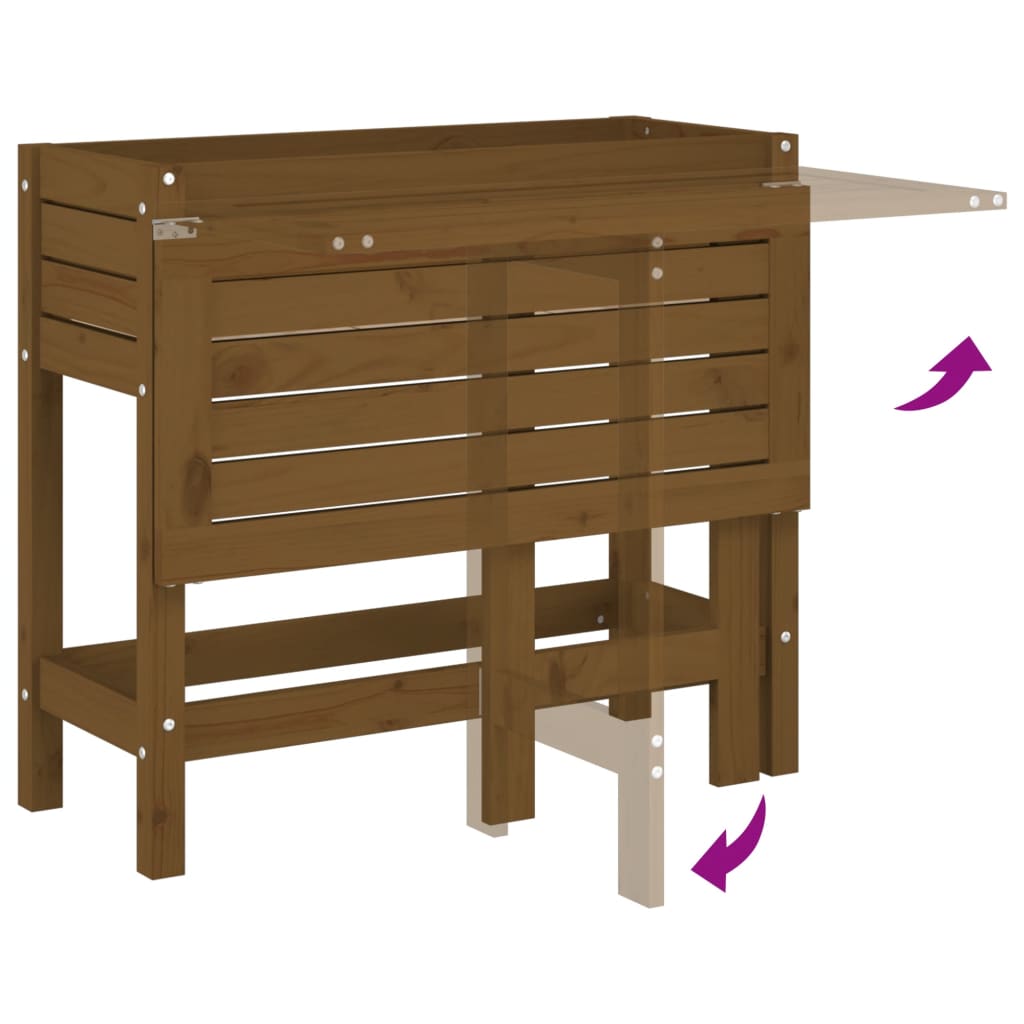 vidaXL Jardinière de jardin avec dessus pliable brun miel pin massif