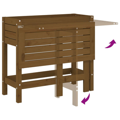 vidaXL Jardinière de jardin avec dessus pliable brun miel pin massif