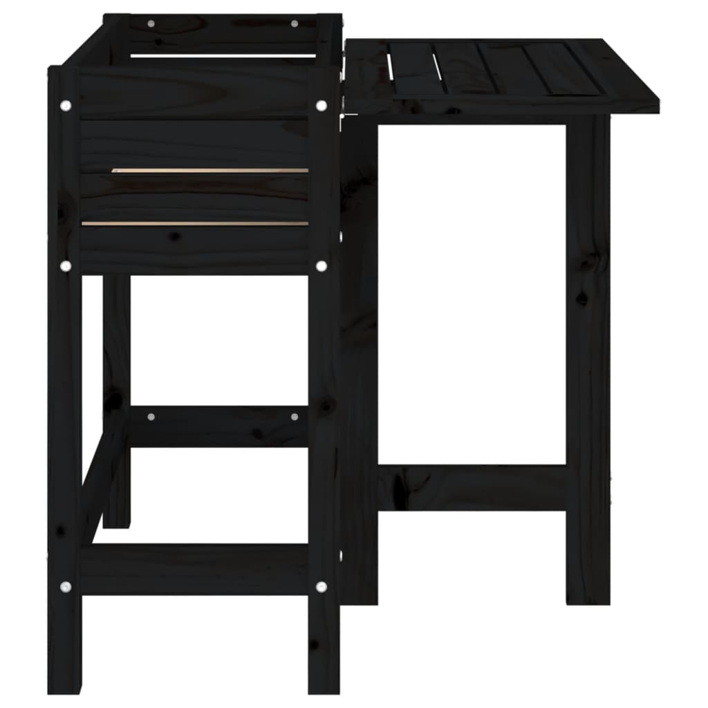 vidaXL Jardinière de jardin avec dessus pliable noir bois pin massif