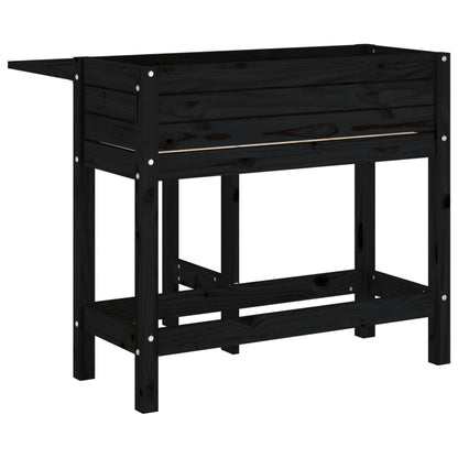 vidaXL Jardinière de jardin avec dessus pliable noir bois pin massif