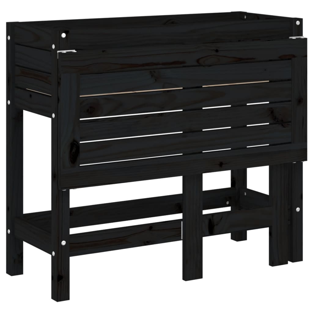vidaXL Jardinière de jardin avec dessus pliable noir bois pin massif