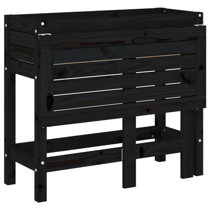 vidaXL Jardinière de jardin avec dessus pliable noir bois pin massif
