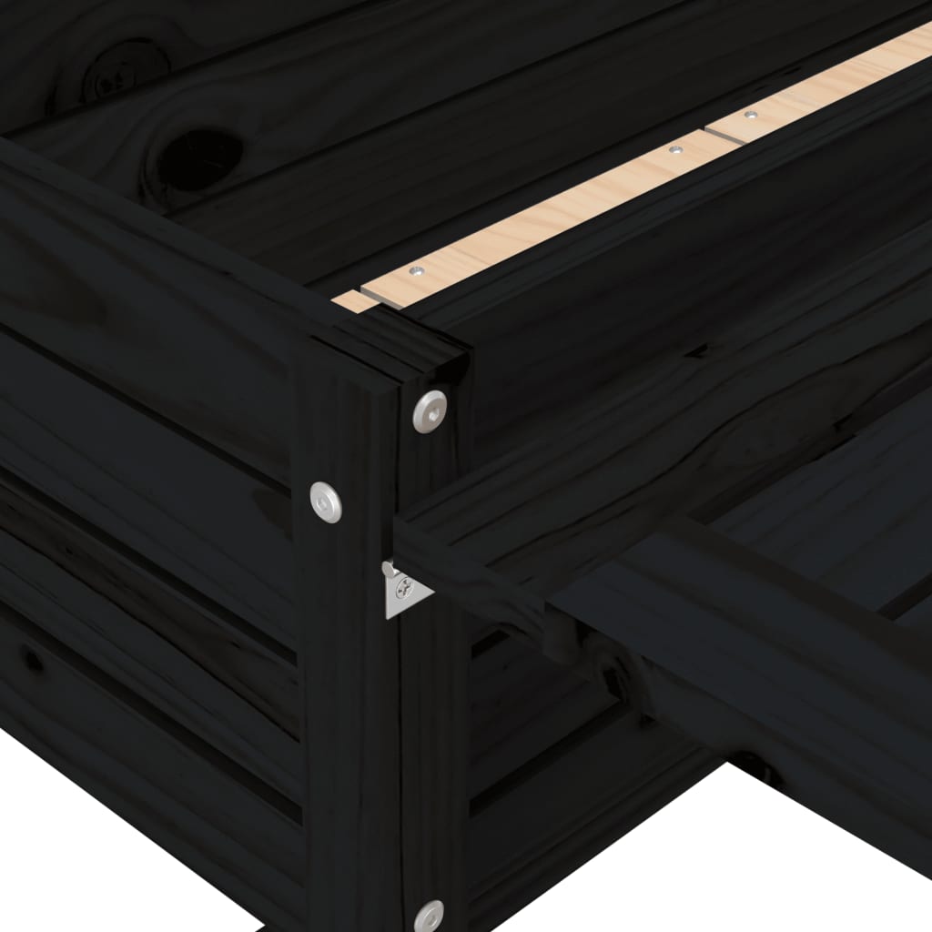 vidaXL Jardinière de jardin avec dessus pliable noir bois pin massif