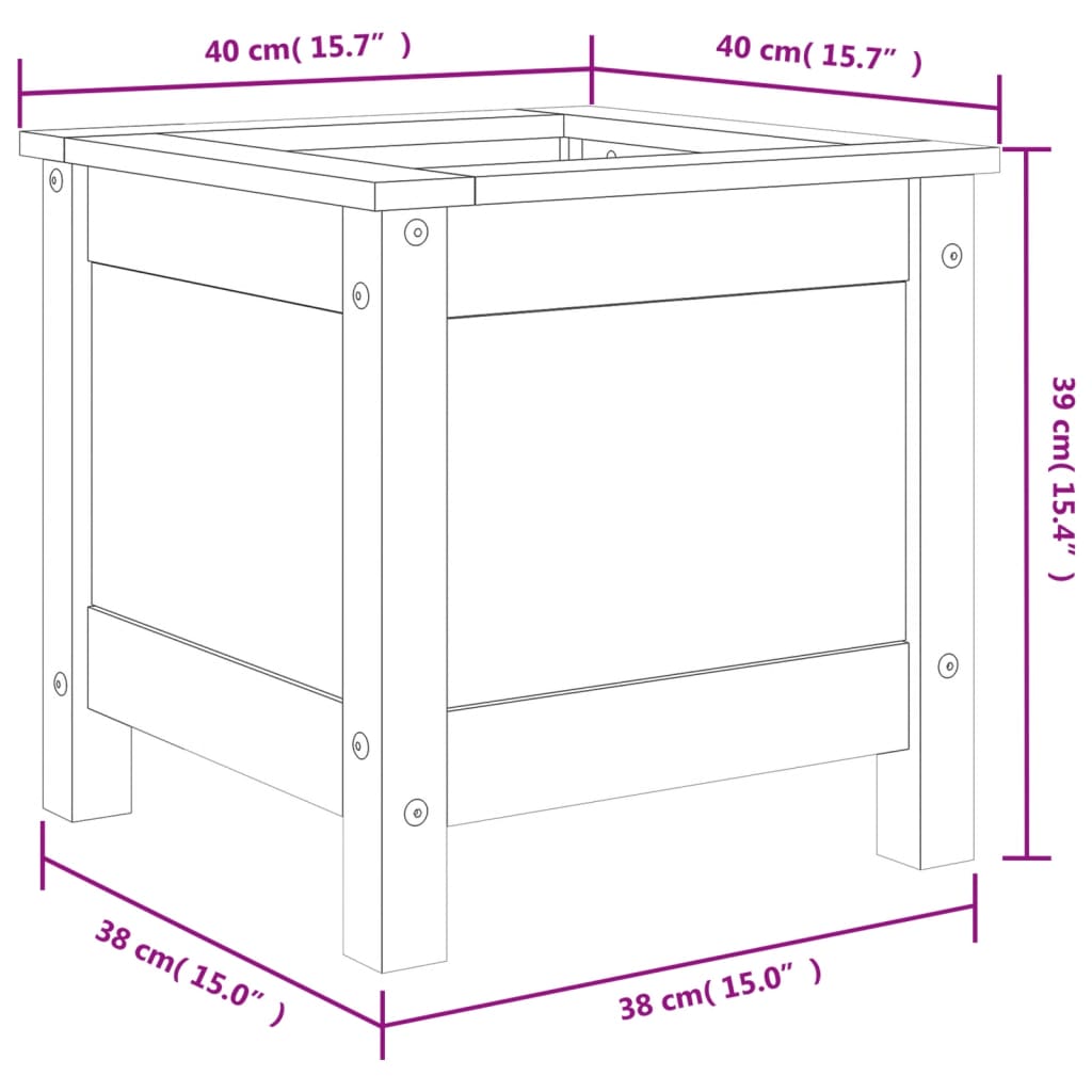 vidaXL Jardinière gris 40x40x39 cm bois massif de pin