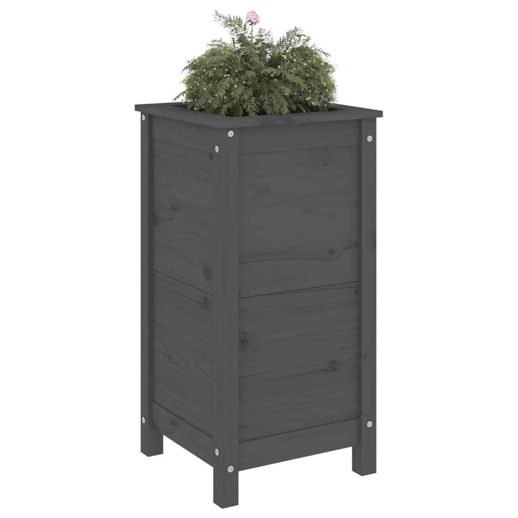 vidaXL Jardinière gris 40x40x78 cm bois massif de pin