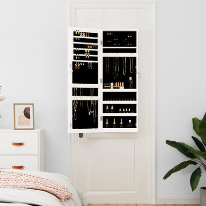 vidaXL Armoire à bijoux avec miroir murale blanc 37,5x10x106 cm