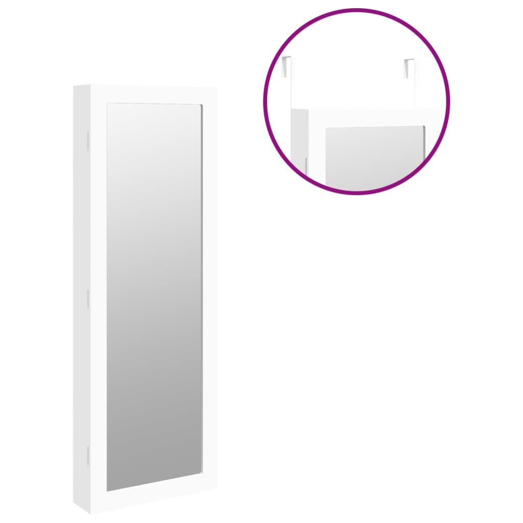 vidaXL Armoire à bijoux avec miroir murale blanc 37,5x10x106 cm