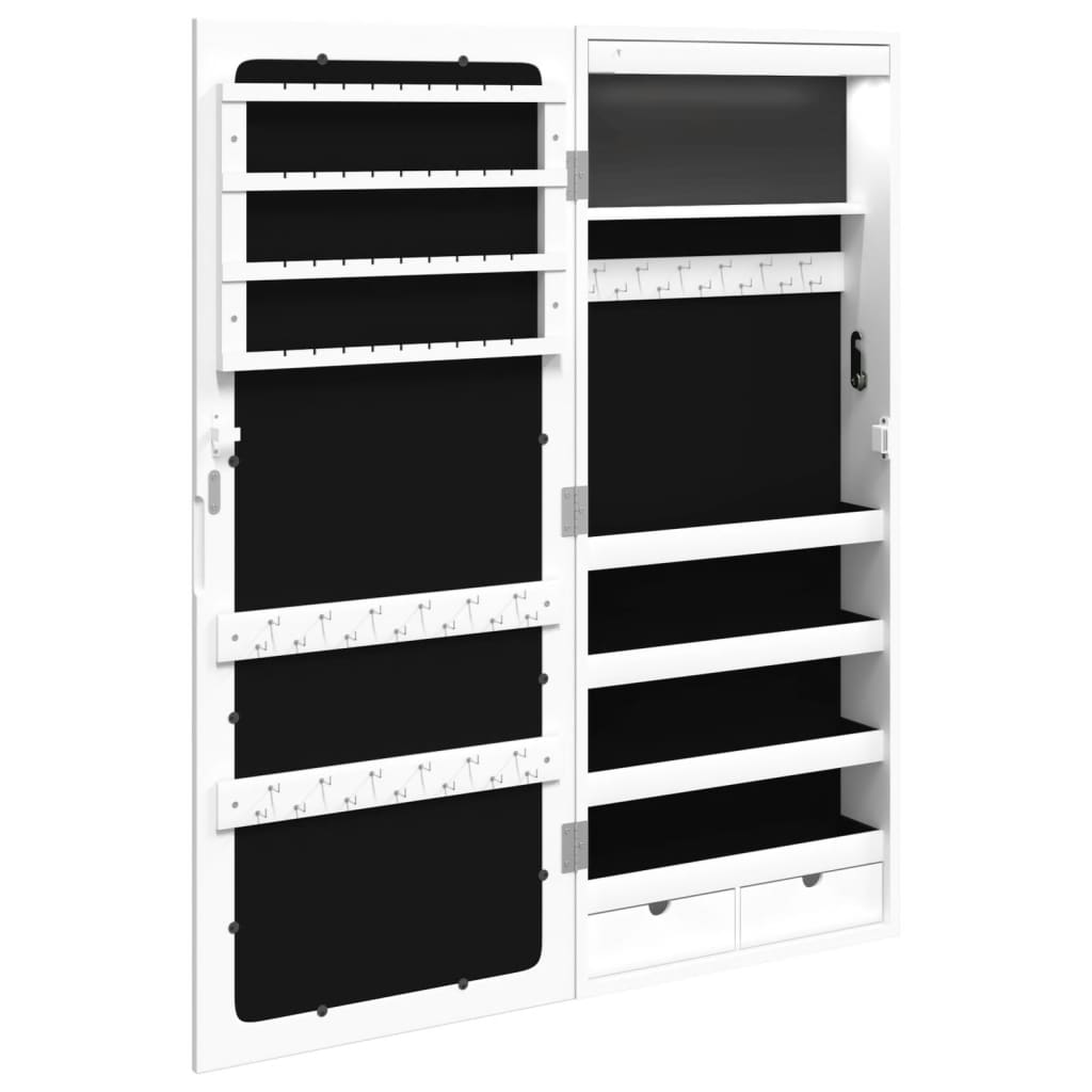 vidaXL Armoire à bijoux avec miroir et éclairage LED mural blanc