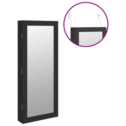 vidaXL Armoire à bijoux avec miroir et éclairage LED mural noir
