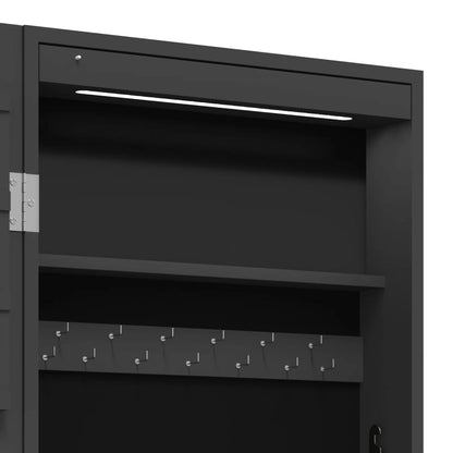 vidaXL Armoire à bijoux avec miroir et éclairage LED mural noir