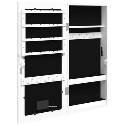 vidaXL Armoire à bijoux avec miroir et éclairage LED mural blanc