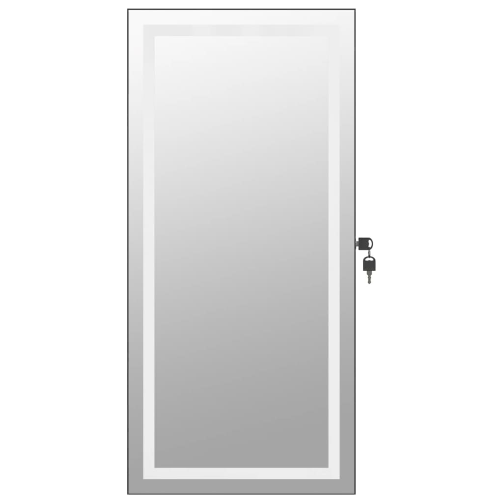 vidaXL Armoire à bijoux avec miroir et éclairage LED mural noir