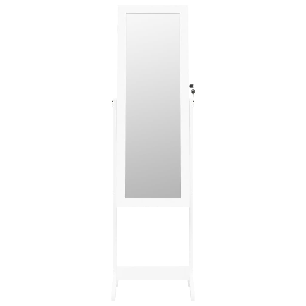 vidaXL Armoire à bijoux miroir avec lumières LED sur pied blanc