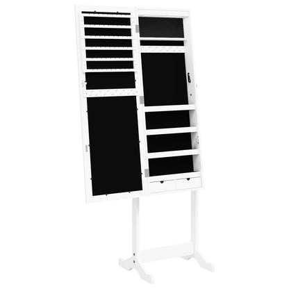 vidaXL Armoire à bijoux miroir avec lumières LED sur pied blanc