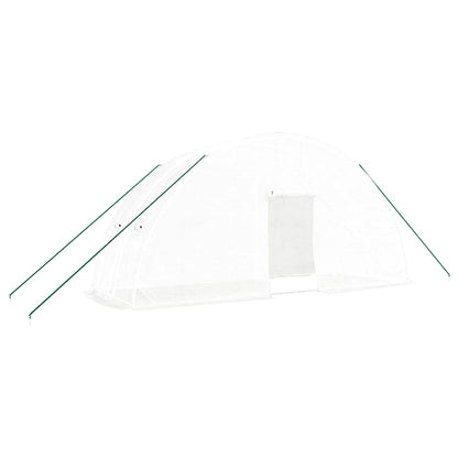 vidaXL Serre avec cadre en acier blanc 12 m² 6x2x2,85 m