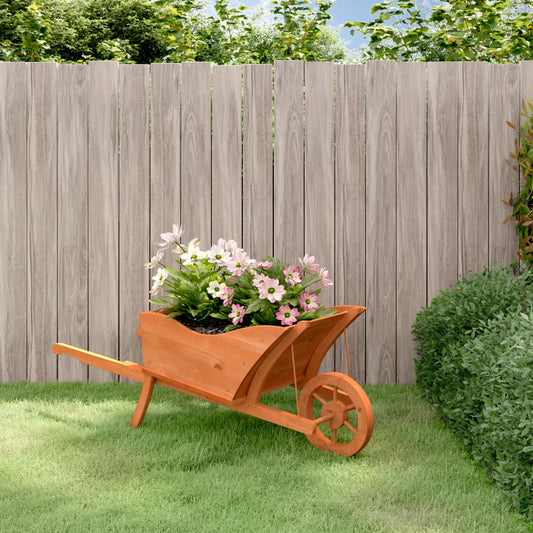vidaXL Jardinière brouette 128x45,5x43 cm bois de sapin massif