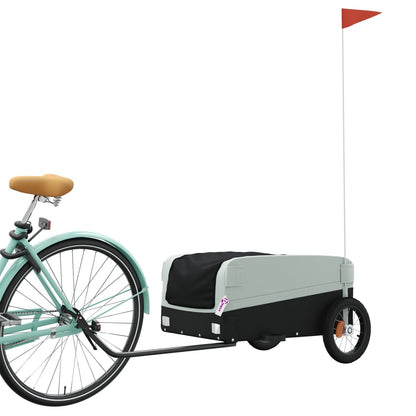 vidaXL Remorque de vélo noir et gris 30 kg fer