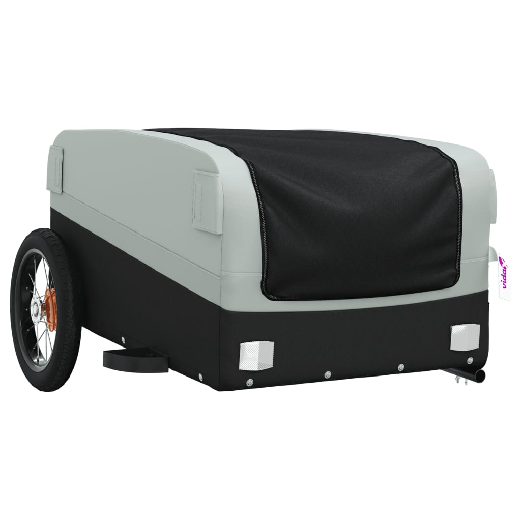 vidaXL Remorque de vélo noir et gris 30 kg fer
