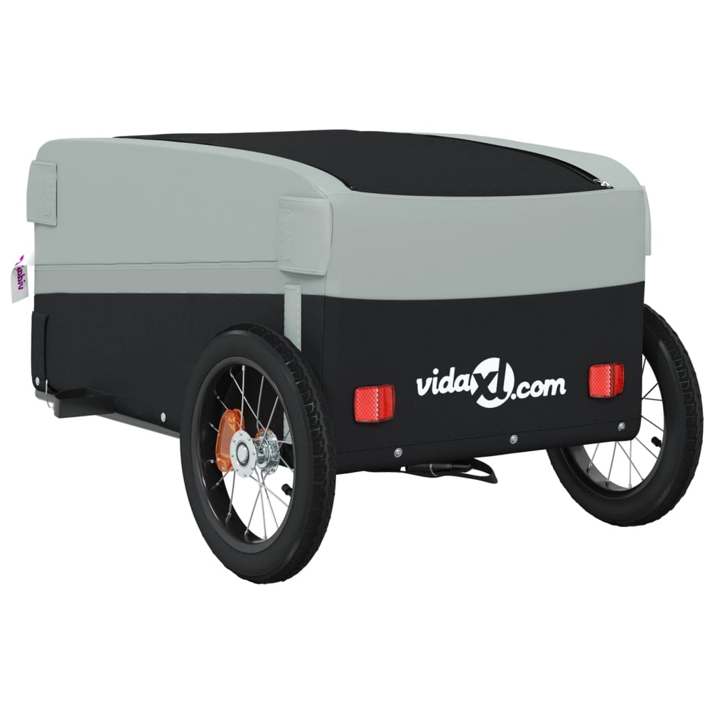 vidaXL Remorque de vélo noir et gris 30 kg fer