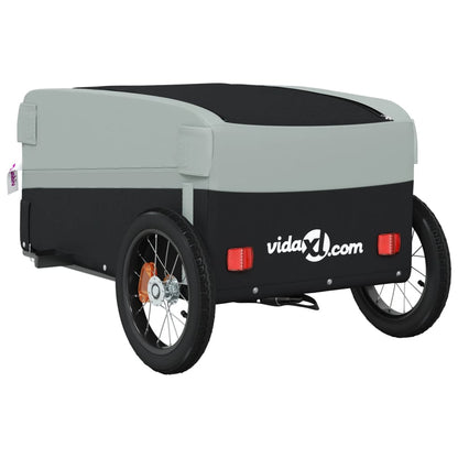 vidaXL Remorque de vélo noir et gris 30 kg fer