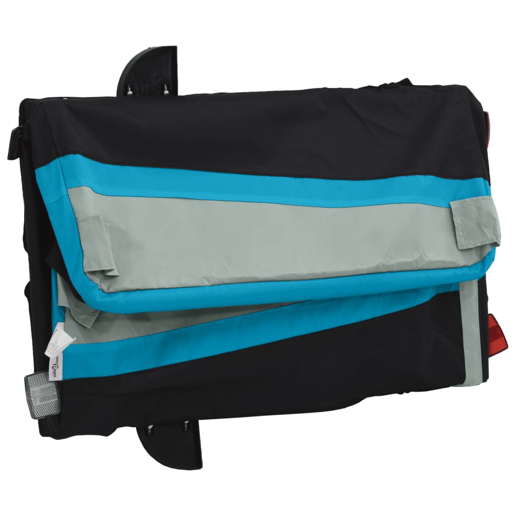 vidaXL Remorque de vélo noir et bleu 30 kg fer