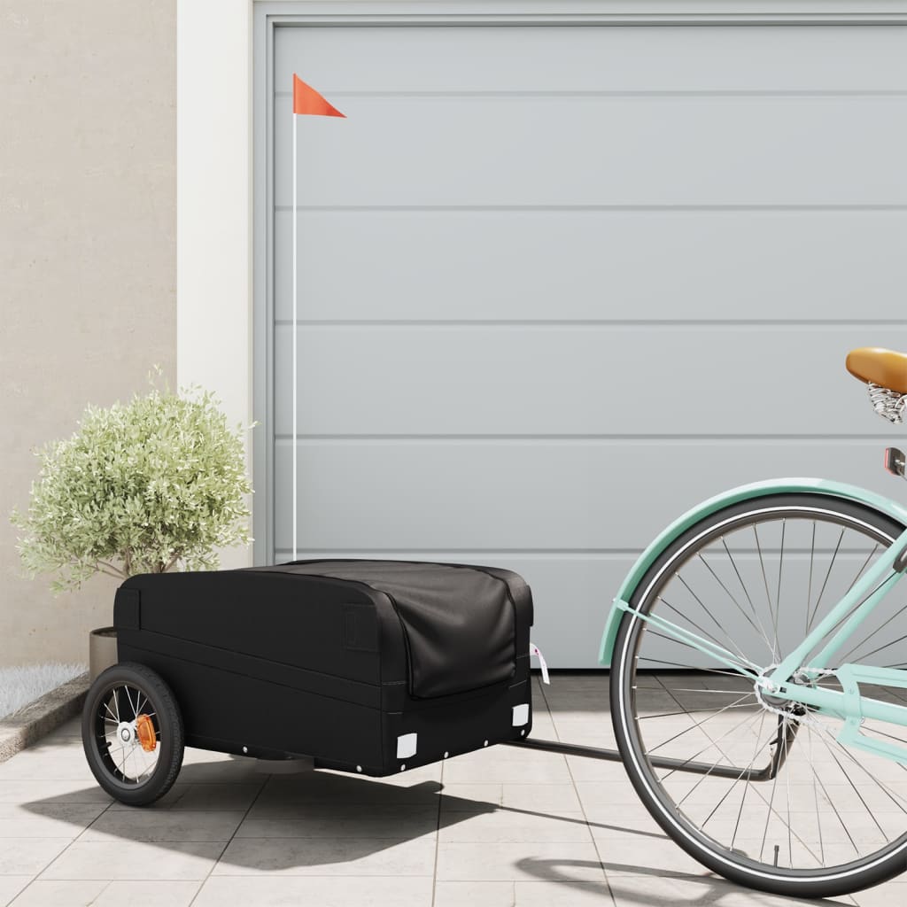 vidaXL Remorque de vélo noir 30 kg fer