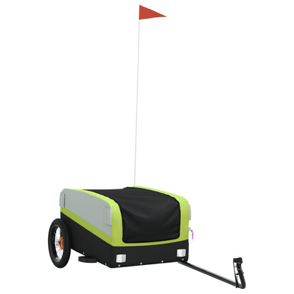 vidaXL Remorque de vélo noir et vert 30 kg fer