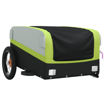 vidaXL Remorque de vélo noir et vert 30 kg fer