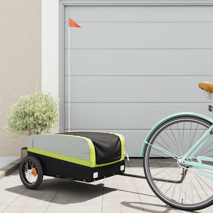 vidaXL Remorque de vélo noir et vert 30 kg fer