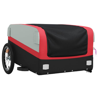 vidaXL Remorque de vélo noir et rouge 45 kg fer
