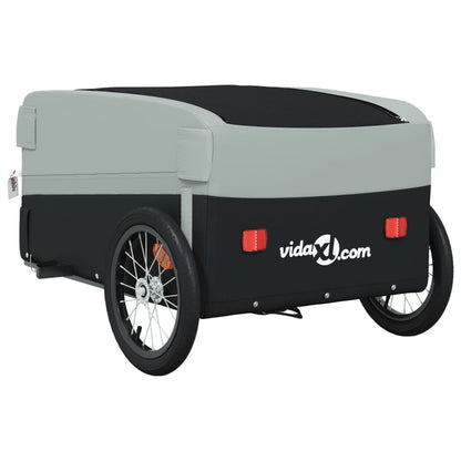 vidaXL Remorque de vélo noir et gris 45 kg fer