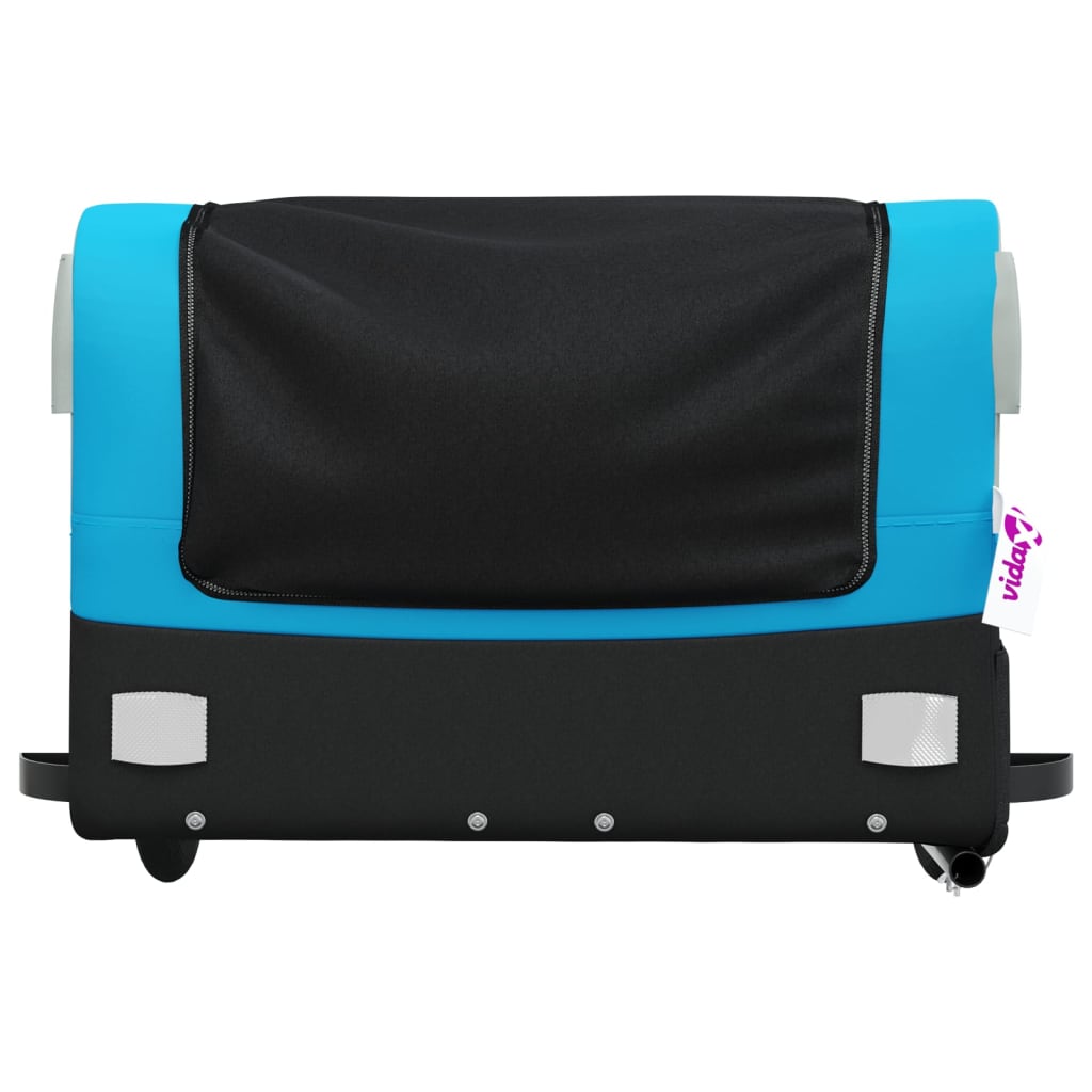 vidaXL Remorque de vélo noir et bleu 45 kg fer