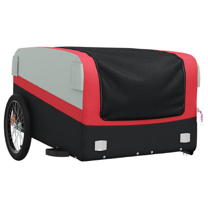 vidaXL Remorque de vélo noir et rouge 45 kg fer